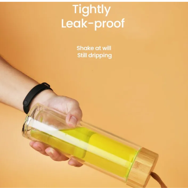 Portable Bamboo Lid Glass Tea Infuser Bottle - Image 2